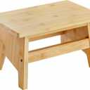 Lyellfe Bamboo Step Stool, Non-Slip One Step Stool, Potty Training Stool, Portable Sturdy Bedside Stool for High Beds, Kids Adults, Support up to 300lbs, Easy Assembly