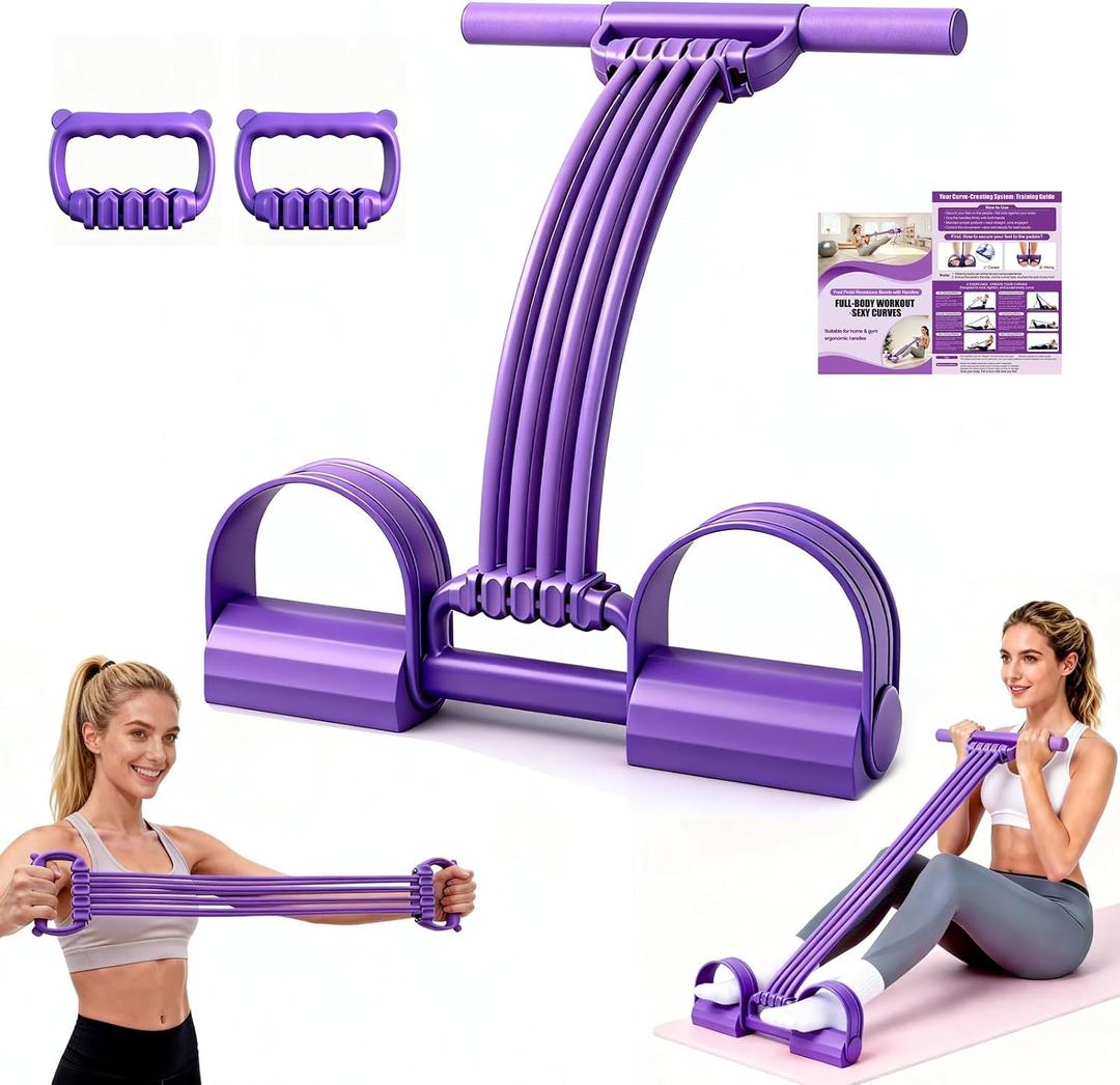 Foot Pedal Resistance Bands with Handles, 8-Tube Adjustable Multifunction Elastic Yoga Exercise Bands, Home Gym Fitness Equipment for Women & Men to Tone Abs, Core, Legs, Arms, Waist