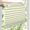 LazBlinds Tool-Free Cordless Pleated Shades with Suction Cups Light Filtering Top Down Bottom Up Pleated Blinds for Window Size 35" W x 64" H, Cream