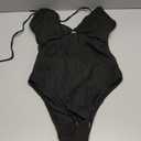 CUPSHE Women Swimsuit One Piece Bathing Suit Deep V Neck Crisscross Back Adjustable Strap Black M