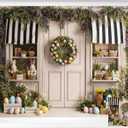 Kate Easter Backdrops for Photography Wood Door Colorful Eggs Spring Party Decorations Photo Props, 10x8ft