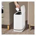 MOPALL Bathroom Trash Can with LidVacuum Adsorption 3 Gallon Slim Garbage Can with Press-Top Lid, Waterproof Trash Bin White Plastic Small Waste Basket for Bathroom, Office, Bedroom, Living Room
