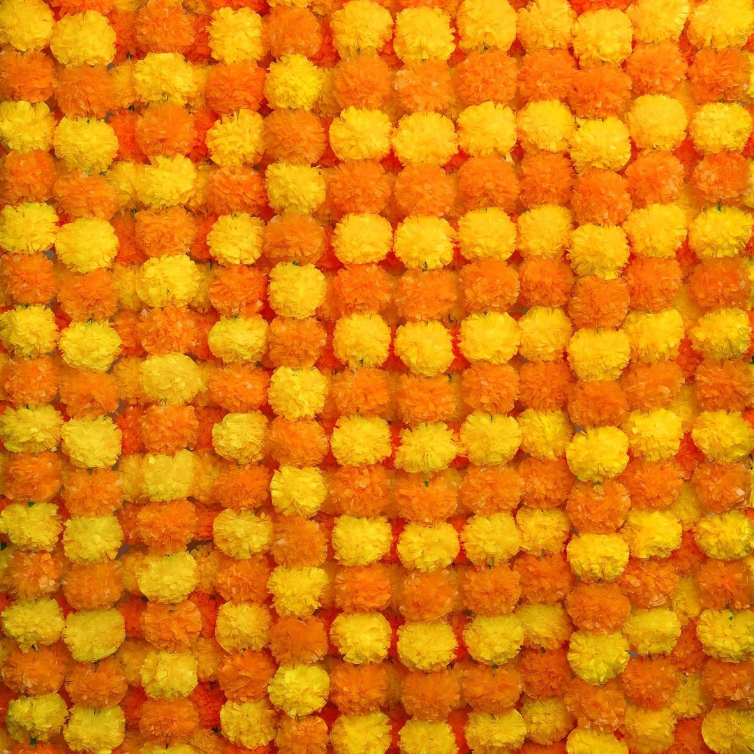 5Pcs Marigold Garland for Decoration,5 Feet Marigold Flowers Diwali Decor, 60 inches