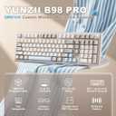 YUNZII B98 PRO QMK/VIA Wireless Mechanical Gaming Keyboard, 96% Layout with Numpad and Cute Cat Knob, BT/2.4G/USB-C, Pre-Lubed Switch Hot Swap Gasket, RGB for Win/Mac (Beige, Candy Linear Switch)