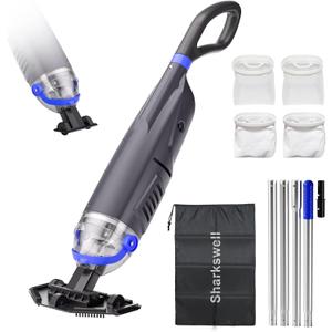 (2025 Upgraded) Cordless Pool Vacuum with Telescopic Pole, 60 Min Powerful Suction & Large Head, Rechargeable Handheld Cleaner for Above Ground Pools, Inground Pools, Hot Tubs, and Spa (Grey-Black Head)