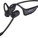 LEVN Open Ear Headphones with Mic, 29g Bluetooth Headset with Microphone, Bluetooth Headphones with Noise Cancelling Mic, Waterproof Non-slip Wireless Headset with Mic for Work, Workout, Driving, Call (Black)