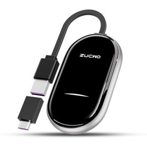 ZUCWO 2-in-1 Wireless CarPlay Adapter and Android Auto Adapter  Converts Wired to Wireless for Cars 2016+, Plug & Play, USB-A to USB-C for iOS10+/Android 11+