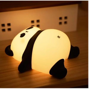 Rechargeable Cute Panda Night Light, 3 Level Dimmable Nursery Nightlight with Timer, Silicone Light Cute Animal Night Lamp for Breastfeeding Toddler Baby Kids Decor, Squishy Lamps Girls Panda Gifts