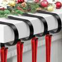 ZYSUN Christmas Stocking Holder,4 Pack Stocking Holders for Mantle,Non-Slip Stocking Holders for Christmas Decorations,Lightweight Stocking Hangers for Mantel Fireplace (4 Pack Black)