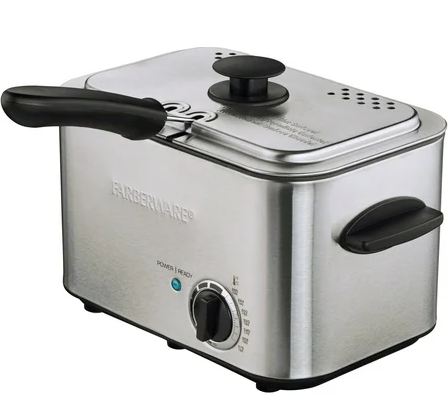 Farberware 1.1 Liter Stainless Steel Deep Fryer with Dishwasher-Safe Basket, Lid & Handle