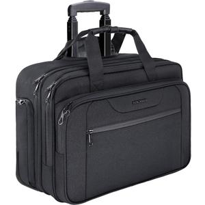 KROSER Rolling Laptop Bag Premium Wheeled Briefcase Fits Up to 17.3 Inch Laptop Overnight Roller Case Computer Bag with RFID Pockets for Travel/Business/Men/Women-Black