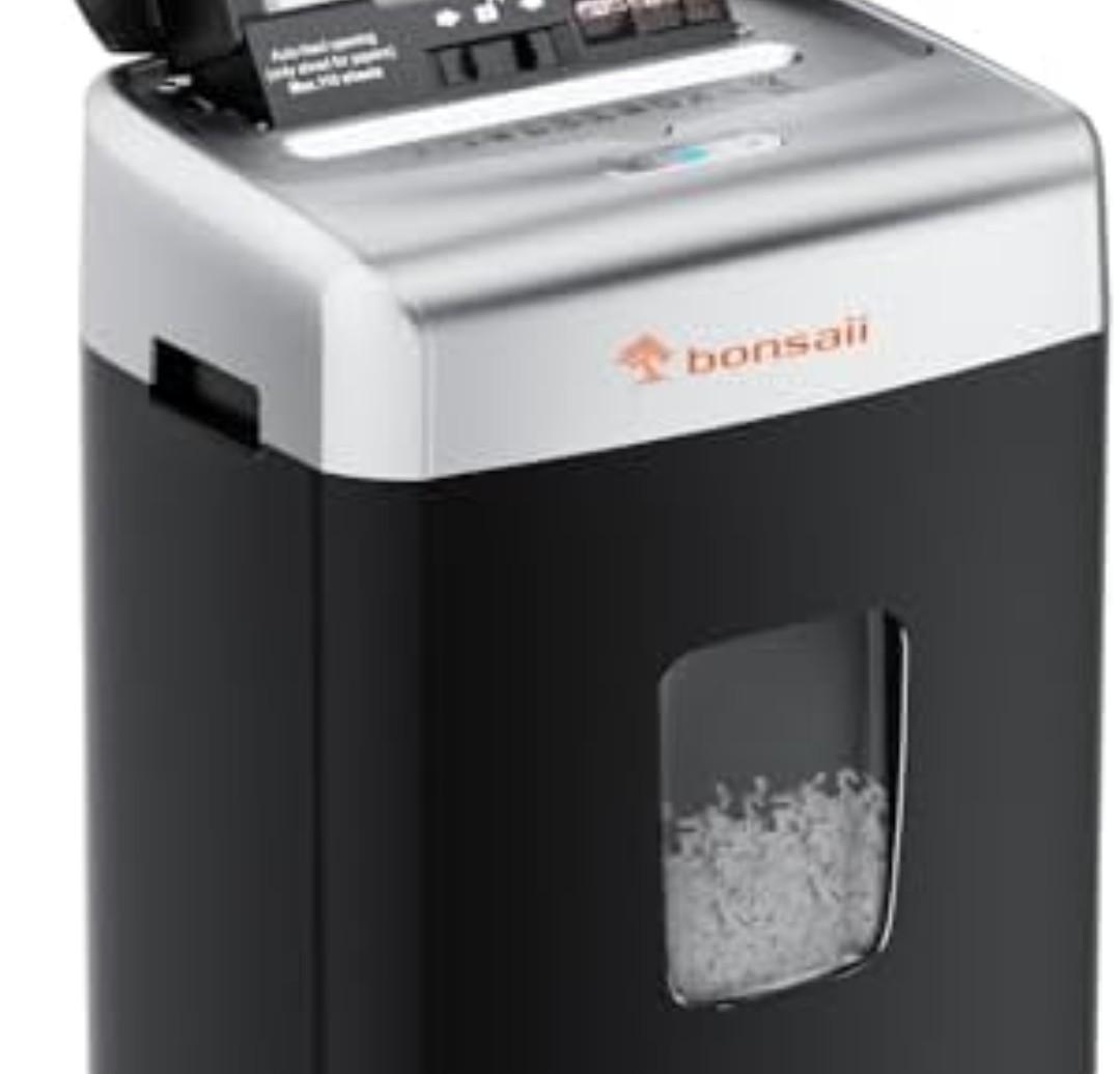 Bonsaii Paper Shredder for Office, 110-Sheet Autofeed Heavy Duty Shredder for Home Office Use, 30 Minutes/Micro Cut/P-4 High Security Level/6 Gallon Large Bin