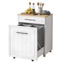 ZIFTY Double 210 Gallon Pull Out Trash Can Cabinet, Pet Proof Freestanding Kitchen Trash Bin Cabinet with Hideaway Drawer, Wooden Garbage Recycling & Laundry Hamper for Kitchen, Laundry, Living Room