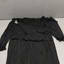 JustVH Maternity Mesh Puff Sleeve Off Shoulder Maxi Photoshoot Dress for Baby Shower Mermaid Hem Party Gown for Photography Black, Size M