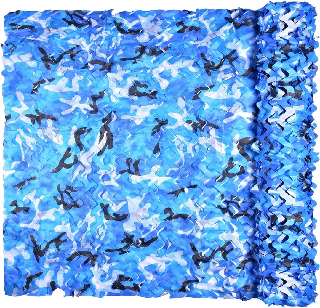 iunio Camo Netting, Camouflage Net, Bulk Roll, Mesh, Cover, Blind for Hunting, Decoration, Sun Shade, Party, Camping, Outdoor (4.9ft*16.4ft(1.5m*5m), Aqua Blue)