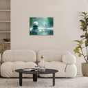Olivine Zen Decor Wall Art, Lotus Pictures Wall Decor, Stones Flower Bloom Canvas Prints Painting, Framed Artwork for Meditation Bathroom Bedroom Living Room Office Home Decoration 16"x12"