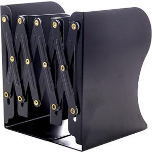 Adjustable Bookends Metal Book Ends for Heavy Book Holder Heavy Duty Bookends Nonskid Bookcase Desktop Book Organizer Binder Holder (Simple Black)