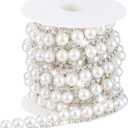 2 Yards Rhinestone Trim Pearls and Diamonds Crystal Chain Rhinestones Pearl Chain for Craft Rhinestone and Pearl Trim Applique Pearl Beaded Rhinestone Bridal Embellishments for Wedding (Classic Style)