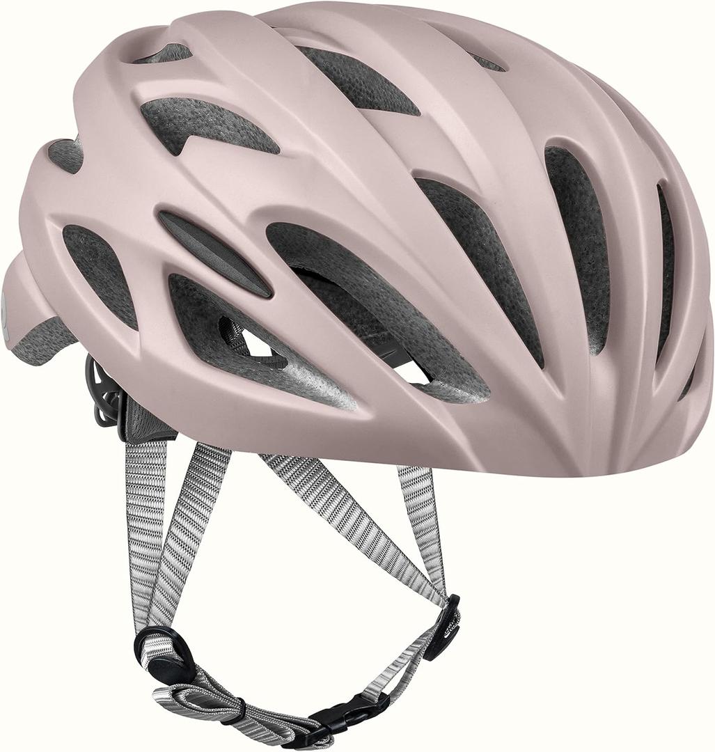 Retrospec Silas Road Bike Helmet with 24 Air Vents & Built-in LED Safety Light - Adjustable Adult Cycling Protection 54-61cm - Padded & Lightweight Design