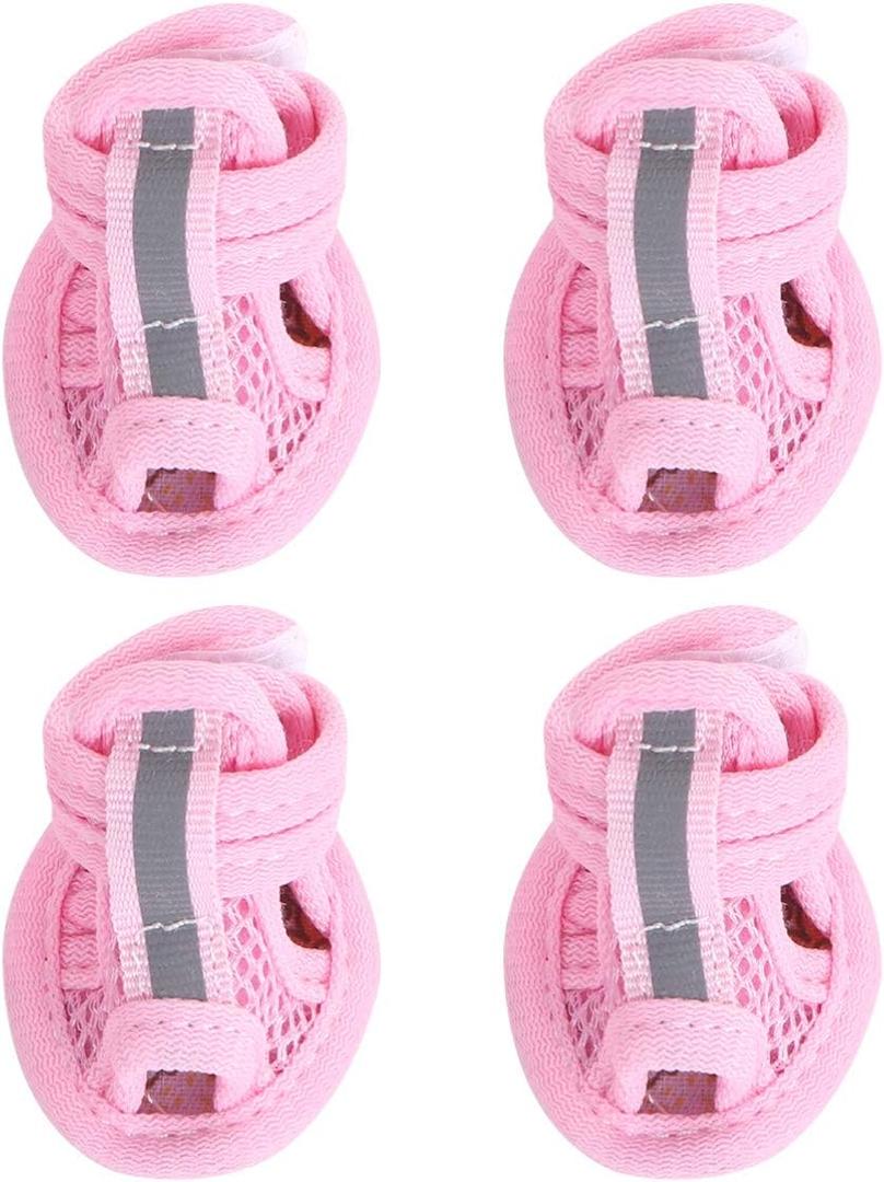 Dog Breathable Boots Pets Sandals mesh - Slip Dog Sneakers for Small Medium Large Dog, cat Shoes Pack of 4- Size Dog Shoes for hot Pavement Dog (Pink), L