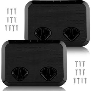 2 Pcs Marine Deck Access Hatch Rectangle Boat Deck Hatch & Lid with 20 Screws Non Slip Surface for Marine Yacht RV Truck Vent Accessories (17.3''12.4'', Black)