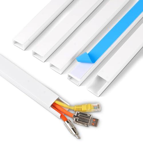 Rindion Cord Hider, 85.2in TV Cable Hider, Cord Covers for Wires on Wall, Wire Covers for Cords on Wall, Self-Adhesive Wire Hider for TV on Wall Cable Management, 4 x L14.2 x W0.94x H0.55in - White