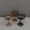 Khen Flower Vintage Wavy Glass Coupes Martini, Champagne & Cocktail Coupes - Set of 3-7oz Colorful Cocktail Glasses & Prosecco, Mimosa Glassware Copyright Design - Blush Pink