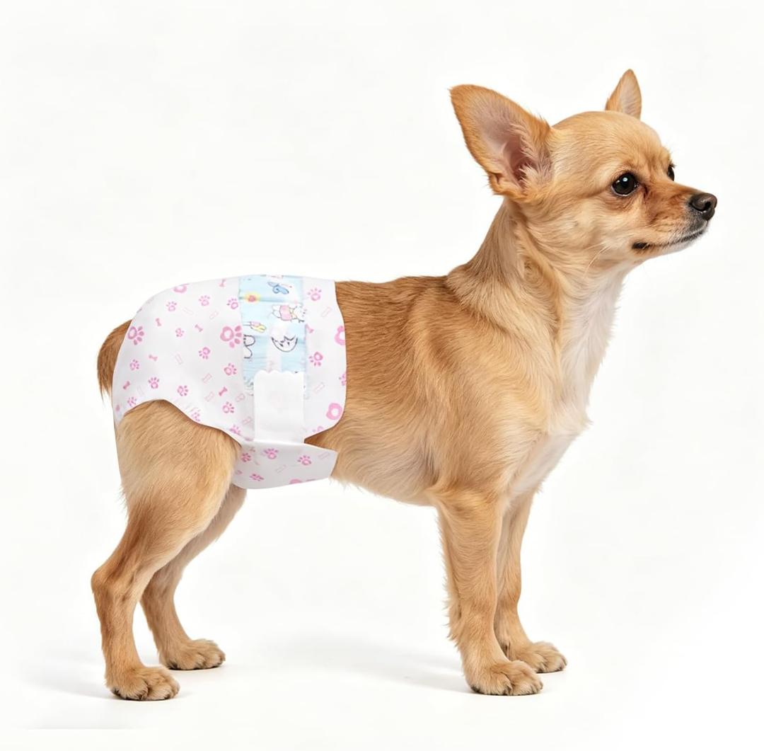 Female Dog Diapers, X-Small, 80 Count, Disposable Doggie Diapers, Puppy & Cat Diaper Super Absorbent, Fit for Female Dog in Heat or Incontinence