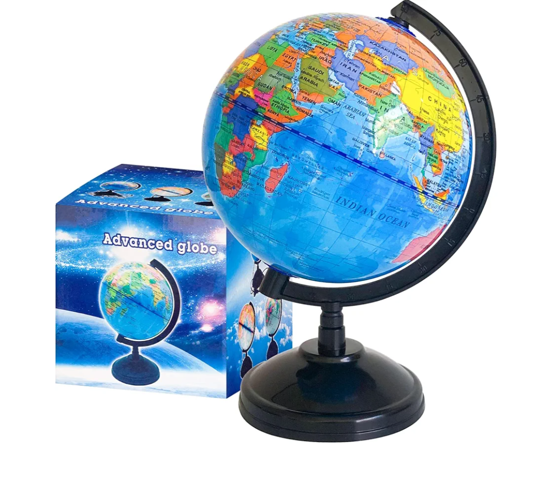 6'' Geographic World Globe for Kids,Educational World Globe with Stand,Decorative Rotating World Map Globes Decor,Political Globe for Classroom Geography Teaching,Kids Room Pack of 6
