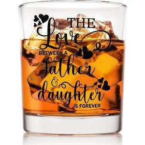 Voatok Dad Father's Day Whiskey Glasses 10 oz, Best Dad Gifts for Father's Day Birthday from Daughters, Old Fashioned Rocks Glasses for Men Drinking Scotch Bourbon Cocktail Liquor Vodka