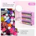 Nail Polish Organizer Pack of 2, Portable 48 Bottles Clear Nail Polish Holder with Adjustable Divider, Gel Nail Polish Storage Double Side Nail Polish Organizer Case for Nail Tech Pink