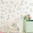 Jungle Animal Wall Decal, Lion, Elephant, Giraffe Animals Wall Stickers for Your Child's Girls and Boys Bedroom Baby Room Nursery Or Kids Room Animal Theme Decor (Green Animal Stickers)