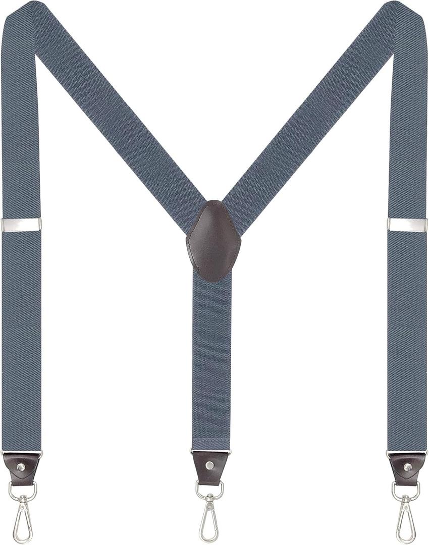 Men's Suspenders with Swivel Hooks and Elastic Straps Y-back, for Heavy Duty, Big and Tall