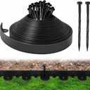 Landscape Edging, RIFNY 4" x 66 FT Garden Edging Border with 60 Spikes Cuttable Flexible, Plastic No Dig Edging Kit for Landscaping Garden Flower Beds Lawn Yard Pathway (Black) (Black 4in tall)