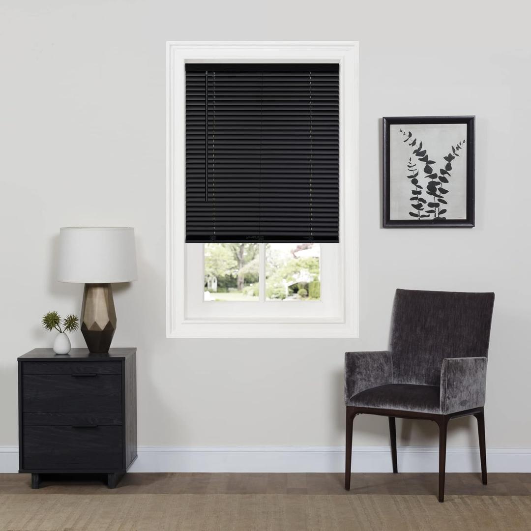 Cordless Room Darkening Mini Blind - 43 Inch Width, 64 Inch Length, 1" Slat Size - Pearl White - Cordless GII Deluxe Sundown Horizontal Windows Blinds for Interior by Achim Home Decor