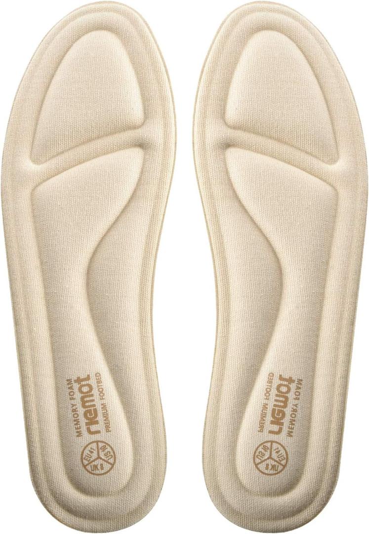riemot Womens Memory Foam Insoles Super Soft Replacement Innersoles for Running Shoes Work Boots Comfort Cushioning Shoe Inserts Beige Size US 5.5 / EU 36.5