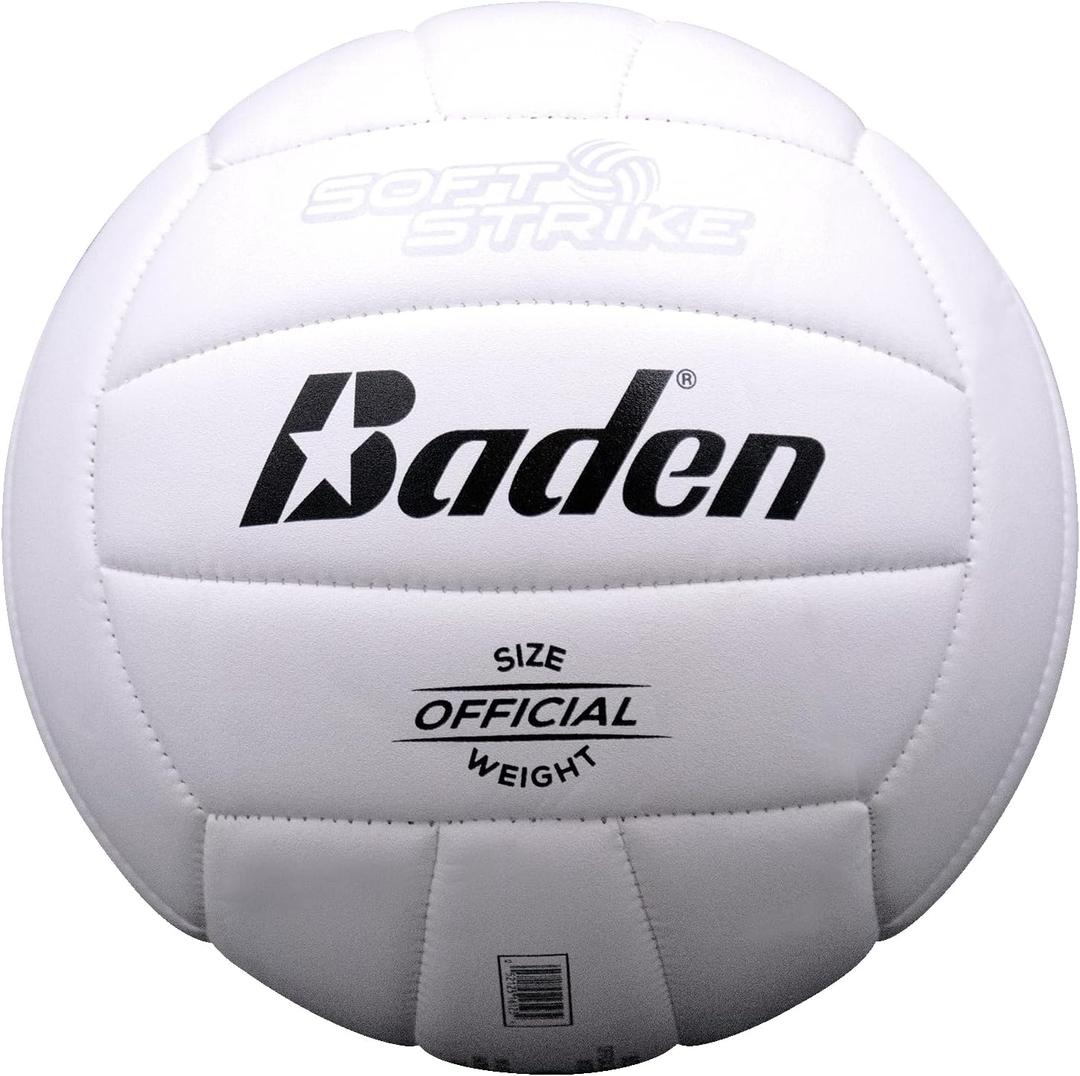 Baden | Soft Strike | Cushioned Synthetic Leather Recreational Volleyball | Indoor/Outdoor for Beginners & Youth | Official Size (White)