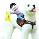 DELIFUR Dog Halloween Costume Funny Dog Cowboy Riding Costume Pet Costume Cat Suit Cowboy Rider Style for Small Medium Large Dogs (Cowboy, Large)