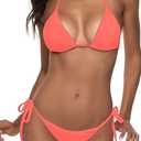 Women Two Piece Swimsuit Sexy Swimwear Halter String Triangle Bikini Sets (Small, Coralpink)
