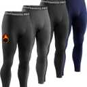 Dalavch 4 Pack Men Thermal Compression Pants,Fleece Lined Heated Leggings for Cold Weather Sports Athletic Winter Baselayer (Medium, 2 Black 1 Heather Gray 1 Blue)