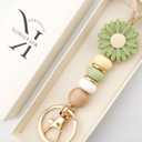 2 x Flower Teacher Lanyards ID Badge and Key Chain, Cute Silicone Beads Lanyard for Women Nurse Work Student (Lovelia)