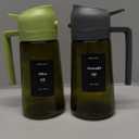 2PCS Olive Oil Dispenser and Oil Sprayer  16oz/470ml Glass Light-Proof Oil Pourer for Kitchen, Air Fryer, Cooking, Salad, and BBQ (Grey&Green)