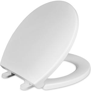 CYRRET Toilet Seat Round with Lid, Slow Close, Easy to Install and Clean, Durable Plastic, White, Replacement Toilet Seats, Fits Standard Round Toilets Bowl