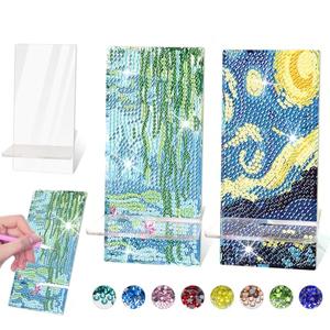 NUFTVI 2 Pack Diamond Painting Cell Phone Stand, 5D Crystal Diamond Art Phone Holder and Mirror Craft Kits for Beginner Adult (Water Lily Starry Night)