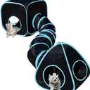 GONPETGP Cat Tunnels for Indoor Cats with Cube Tent Toys Combo, Pop Up Collapsible Crinkle Interactive Peek Hole, Cat Tube with Play Ball and Bell for Kitten, Puppy, Kitty, Rabbit - Set of 3