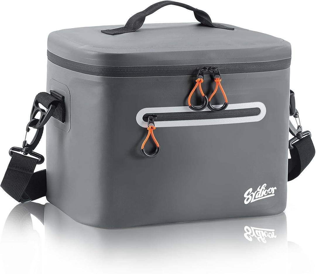 Soft-Sided Cooler Bag, 30 Can Portable Ice Chest Box, Waterproof, Leak-Proof, Insulated Cooler for Lunch, Beach, Drink, Beverage, Travel, Camping, Picnic (Dark Gray)