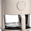 COOK WITH COLOR Colorful 1200W 4Qt Air Fryer: Glass Basket, Dishwasher Safe, 60min Timer, 6 Presets, Temp Control 175F-400F, 4 QT, Greige