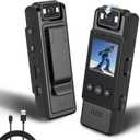 1.3in Screen Body Camera, Sport Worn Camcorder, 1200mAh Portable Cam, 1080P Mini Wearable Camera with Fill Light, 180 Rotatable Lens for Outdoor Police Law Enforcement up to128GB (Card Not Included)