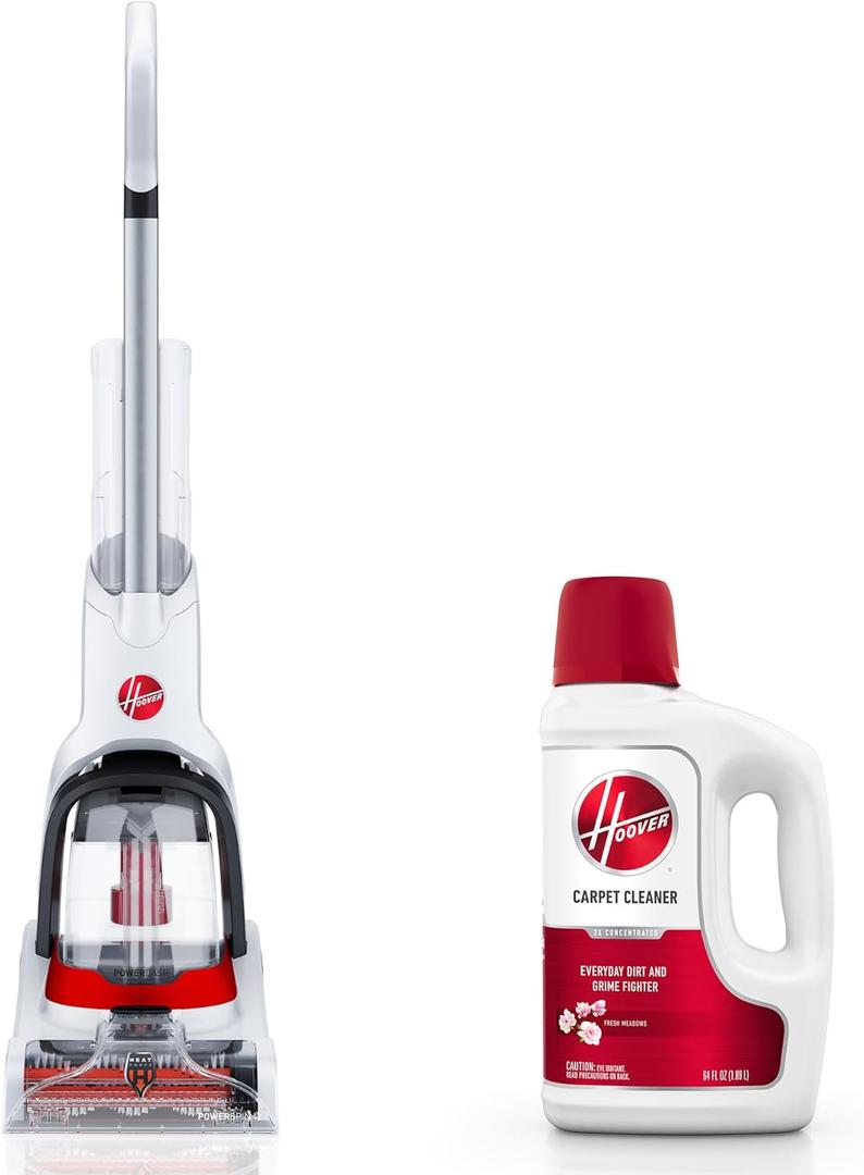 Hoover PowerDash Pet+ Compact Carpet Cleaner Machine, FH50704V + 64 oz Everyday Carpet Cleaner Solution, Deep Cleaning Carpet Shampoo, AH31924