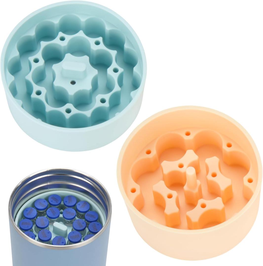 2 Pack Vial Storage Inserts for 32oz Hydrapeak Food Jars - Compatible with 3ml/10ml Vials, Dishwasher-Safe Peptide Organizer for Travel, Wellness & Fridge (No Vials/Jars Included)